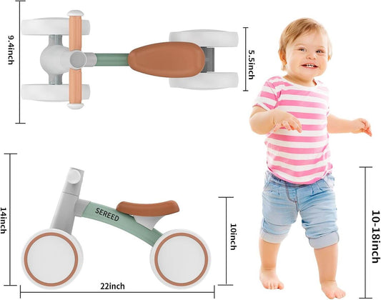 Toddler Balance Bike for Ages 12-24 Months - Four-Wheeled First Bike for Boys and Girls, Ideal First Birthday Gift