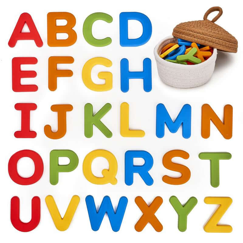 Joycat Silicone Alphabet Magnetic Letters, 26 Uppercase ABC Fridge Magnets for Kids, Learning Refrigerator Toys Set, Preschool Birthday Gifts for Kids