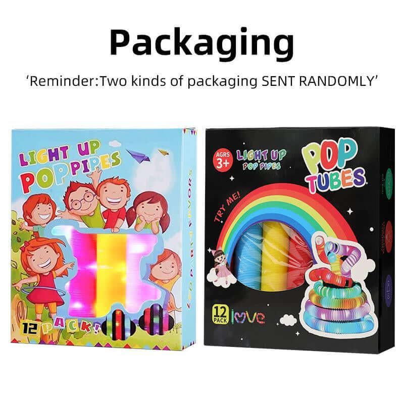 Light up Pop Tube Creative Sensory Toy, Stress Relief Toy, Fun Party Favors, Decorative Toy, Luminous Retractable Tubes Toy, Birthday Party Toy