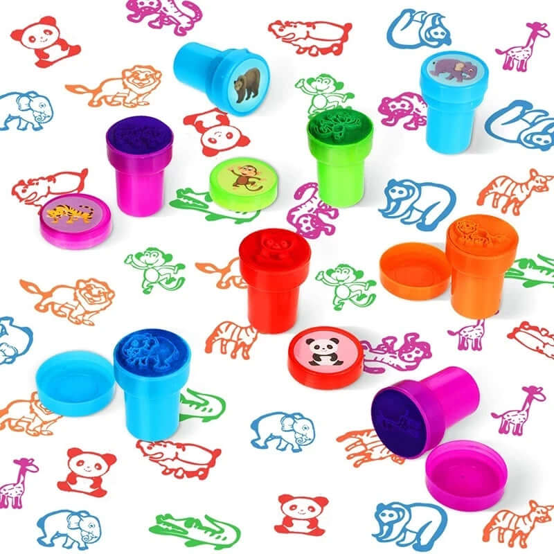 10Pcs Assorted Stamps for Kids Self-Ink Stamps Children Toy Stamps Smiley Face Seal Scrapbooking DIY Painting Photo Album Decor