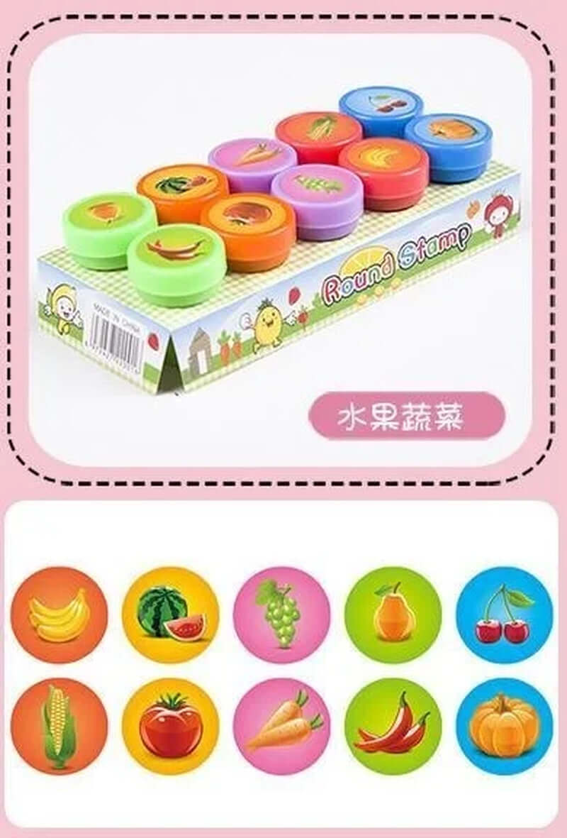 10Pcs Assorted Stamps for Kids Self-Ink Stamps Children Toy Stamps Smiley Face Seal Scrapbooking DIY Painting Photo Album Decor