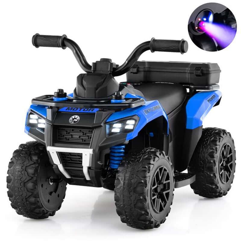 Costzon Kids ATV with Spray Function, 6V Four Wheeler Quad Electric Vehicle with Storage Box, Musin & Lights, Kids 4 Wheeler Ride on Car Toy for Boys Girls 18+ Months