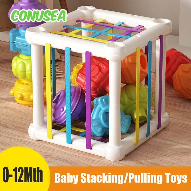 Montessori Baby Toys Stack Pull Blocks Games 0-12 Months Color Shade Sensory Development Learning Educational Toys Babies Infant