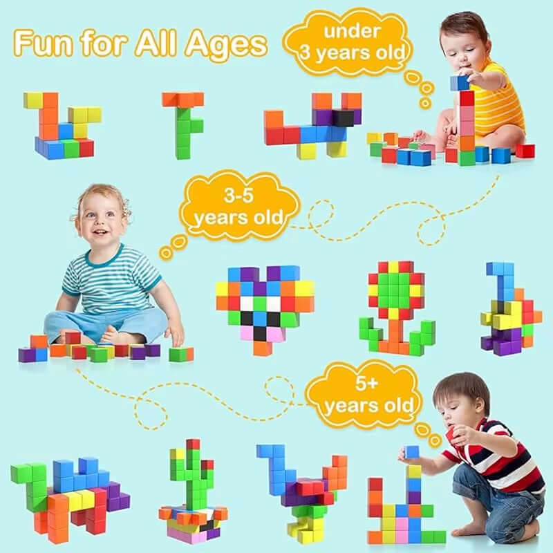 Magnetic Square Building Blocks Set - 32-96 Pieces, Ideal for Creative Play and Exquisite Holiday Gifts