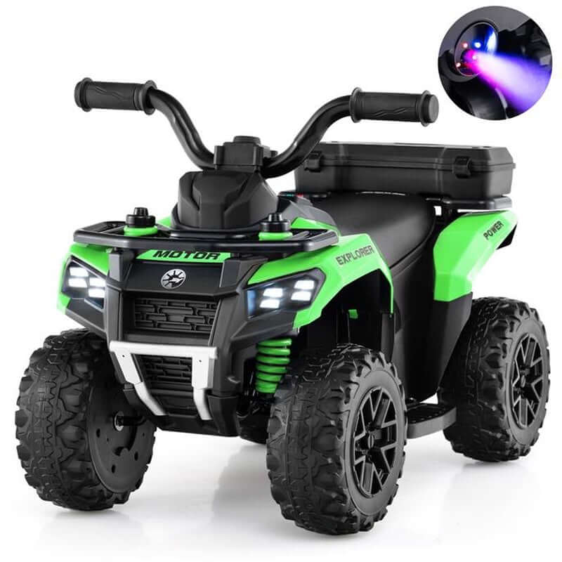 Costzon Kids ATV with Spray Function, 6V Four Wheeler Quad Electric Vehicle with Storage Box, Musin & Lights, Kids 4 Wheeler Ride on Car Toy for Boys Girls 18+ Months
