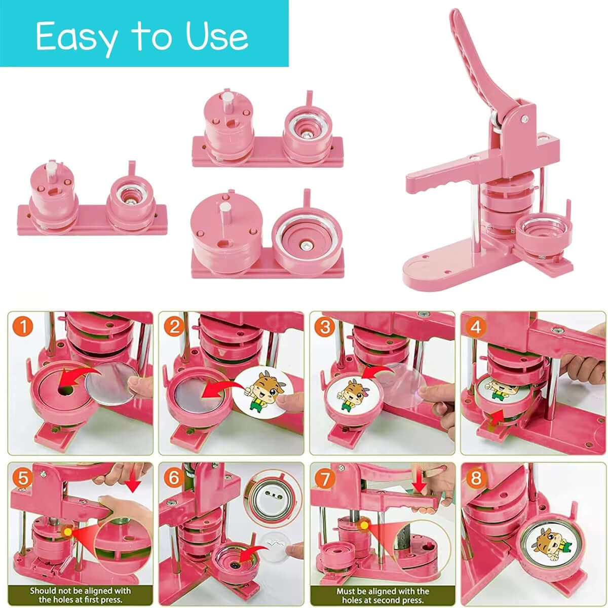 25/32/58MM Button Maker Mold, Interchangeable Die Mold Button Maker Mould Suitable, for Slide Button Maker Machine Maker Machine