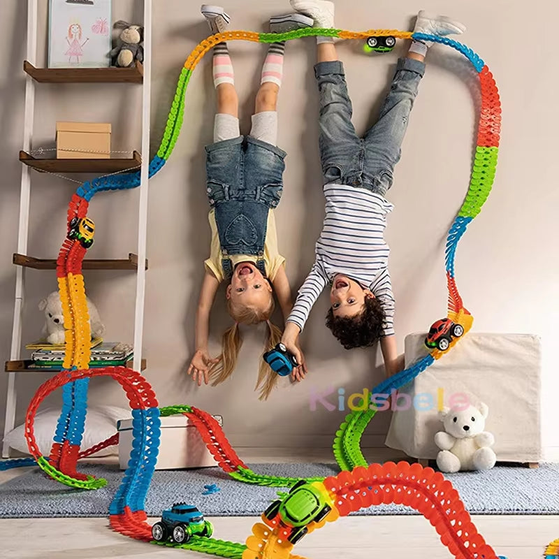 DIY Assembled Race Track Toy Car Set Electric Rail Car Train Track Magic Flexible Speed Railway Racing Boy Toys for Kids Gifts