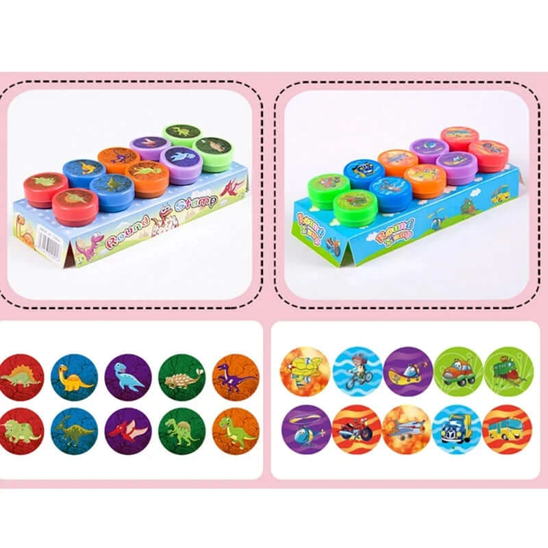 10Pcs Assorted Stamps for Kids Self-Ink Stamps Children Toy Stamps Smiley Face Seal Scrapbooking DIY Painting Photo Album Decor