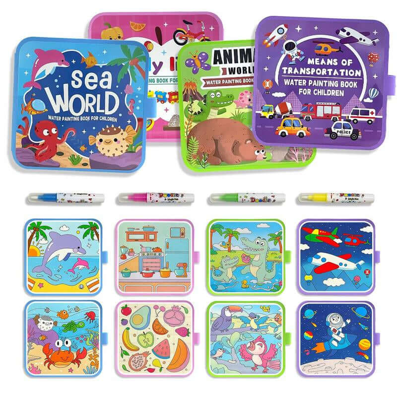 Water Coloring and Painting Doodle Books for Kids, Paint with Water Activity Books, Travel Toys for Kids Watercolor Painting Art Supplies Educational