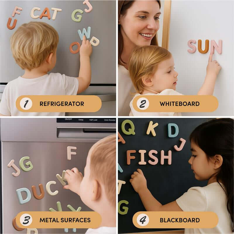 Joycat Silicone Alphabet Magnetic Letters, 26 Uppercase ABC Fridge Magnets for Kids, Learning Refrigerator Toys Set, Preschool Birthday Gifts for Kids