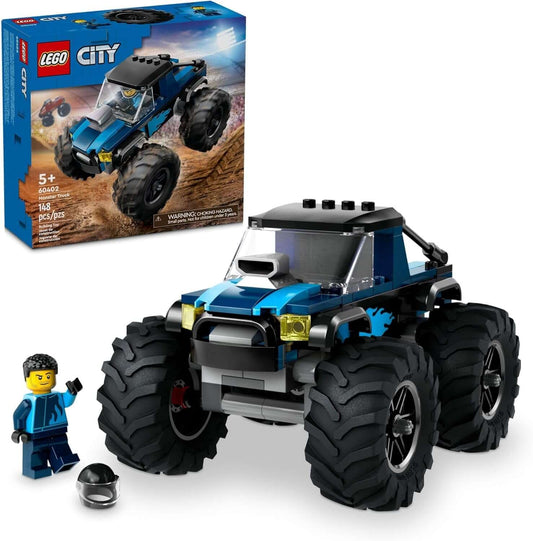 City Off-Road Blue Monster Truck Playset with Driver Minifigure, Creative Toy for Children Aged 5 and Up, 60402