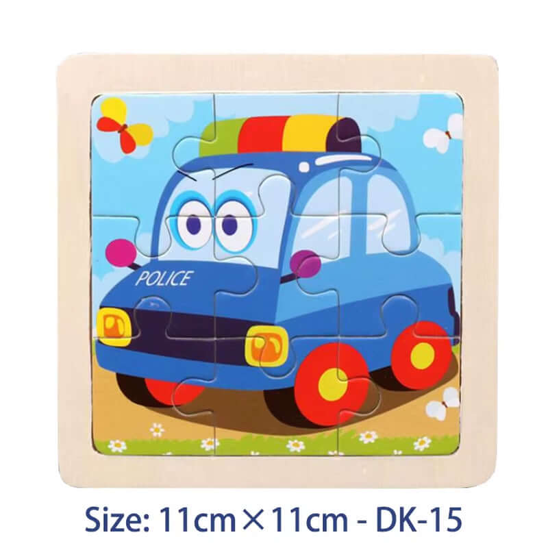 11Cm/4.33In Kids Wooden Jigsaw Puzzle Games Cartoon Animal Vehicle Pattern Children Montessori Educational Toys