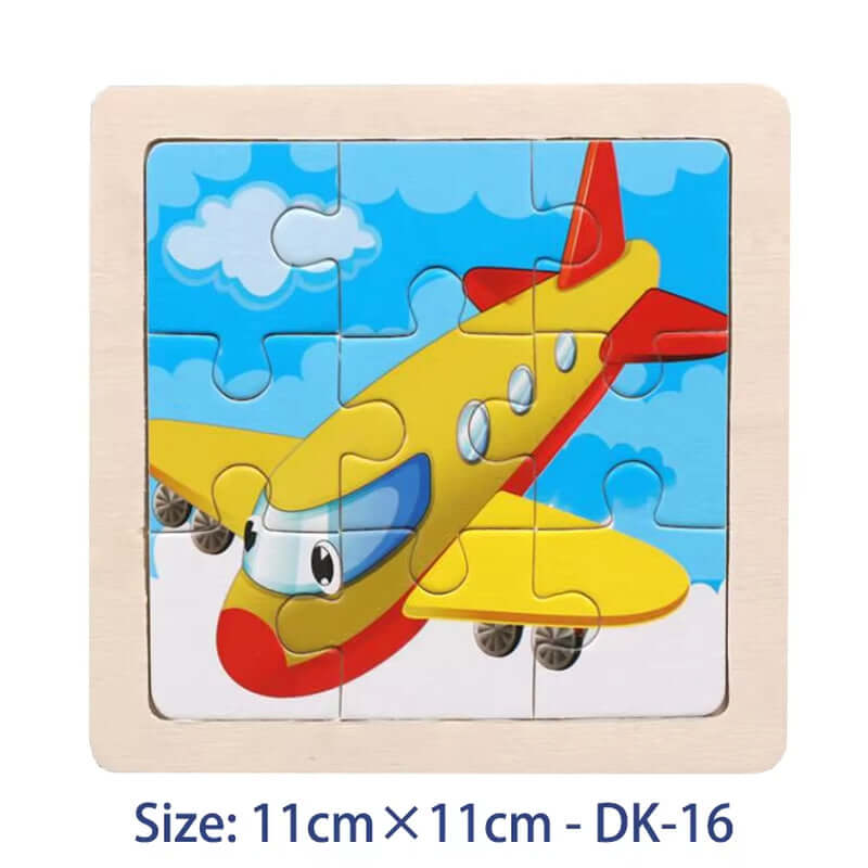 11Cm/4.33In Kids Wooden Jigsaw Puzzle Games Cartoon Animal Vehicle Pattern Children Montessori Educational Toys