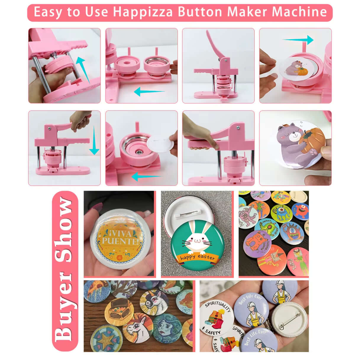 25/32/58MM Button Maker Mold, Interchangeable Die Mold Button Maker Mould Suitable, for Slide Button Maker Machine Maker Machine