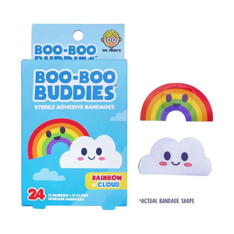 (Rainbow + Cloud) Boo Boo Buddies Kids Adhesive Bandages, Kids Self-Adhesive Sterile Bandages Pack for Toddler Girls & Boys, Adults First Aid, Protect Scrapes and Cuts | 24 Pcs