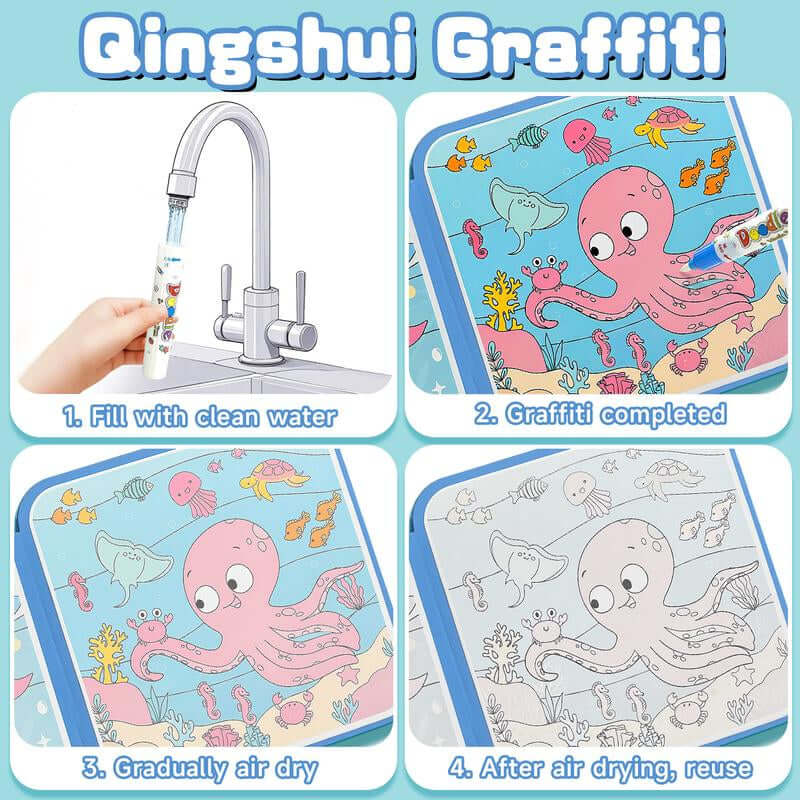 Water Coloring and Painting Doodle Books for Kids, Paint with Water Activity Books, Travel Toys for Kids Watercolor Painting Art Supplies Educational