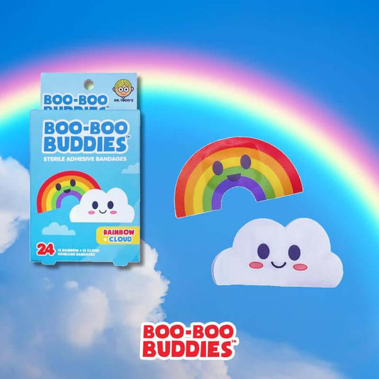 (Rainbow + Cloud) Boo Boo Buddies Kids Adhesive Bandages, Kids Self-Adhesive Sterile Bandages Pack for Toddler Girls & Boys, Adults First Aid, Protect Scrapes and Cuts | 24 Pcs