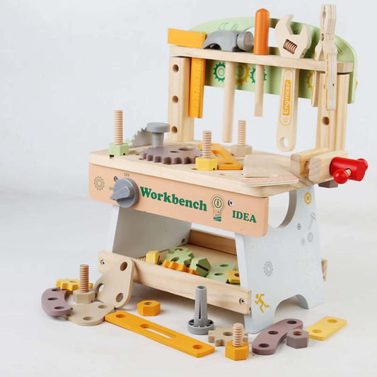 Wooden Tool Bench Simulation DIY Multifunctional Children Repair Play Tool Set for Kids 3 4 5 Year Old Girls Boys Children Gifts