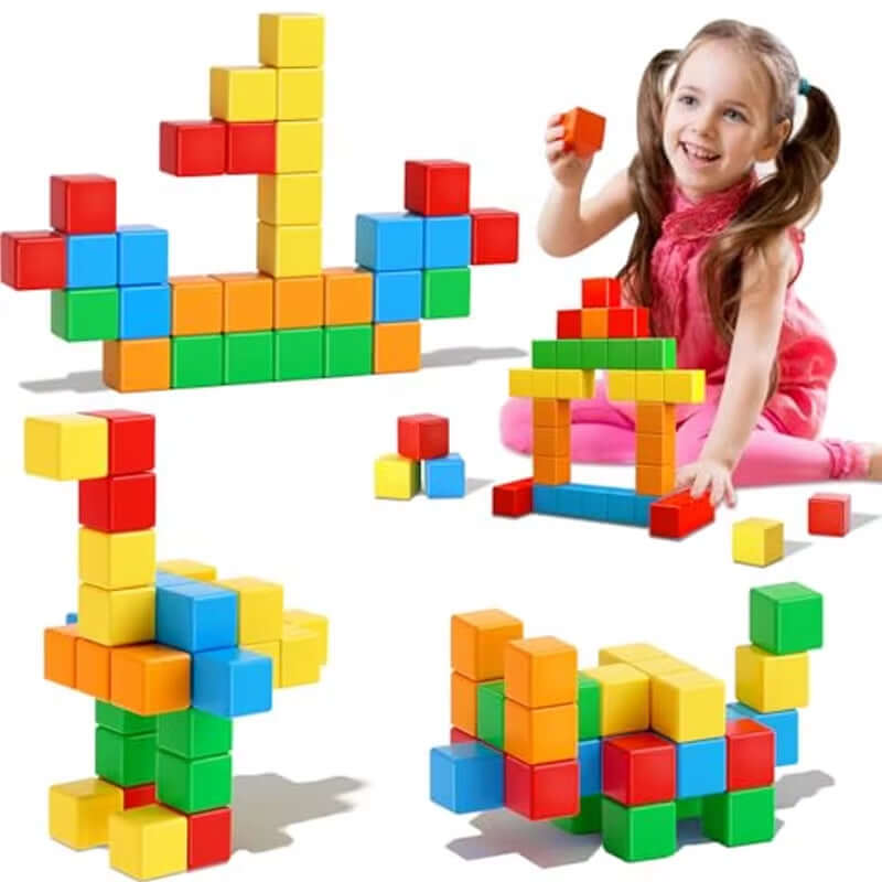 Magnetic Square Building Blocks Set - 32-96 Pieces, Ideal for Creative Play and Exquisite Holiday Gifts