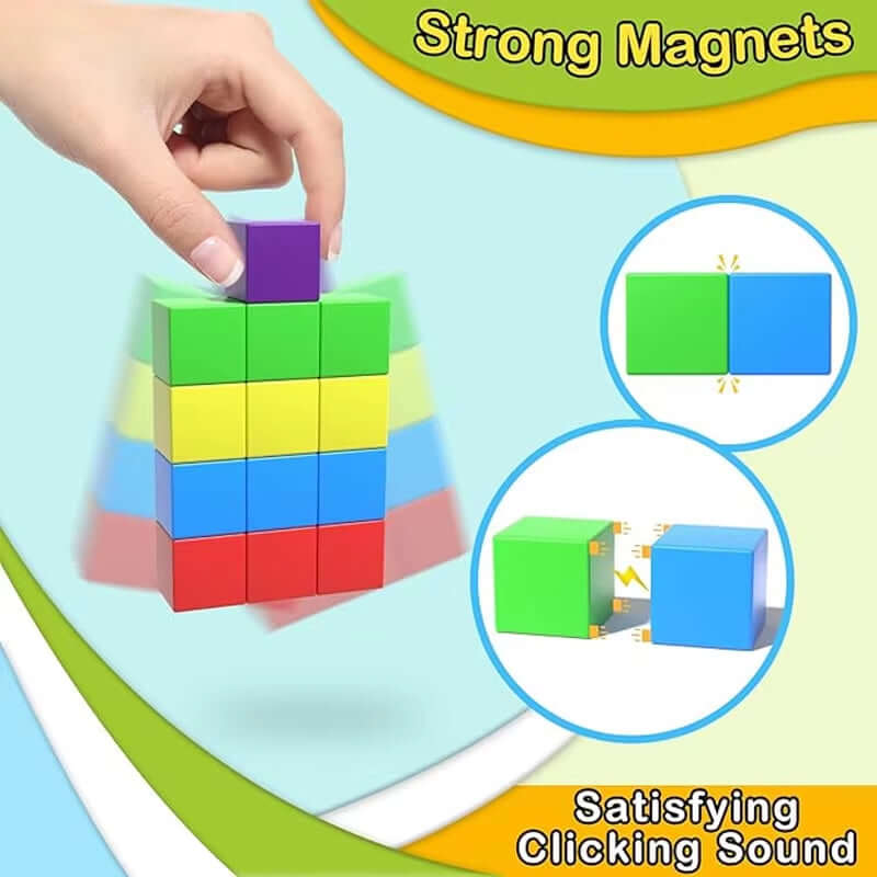 Magnetic Square Building Blocks Set - 32-96 Pieces, Ideal for Creative Play and Exquisite Holiday Gifts