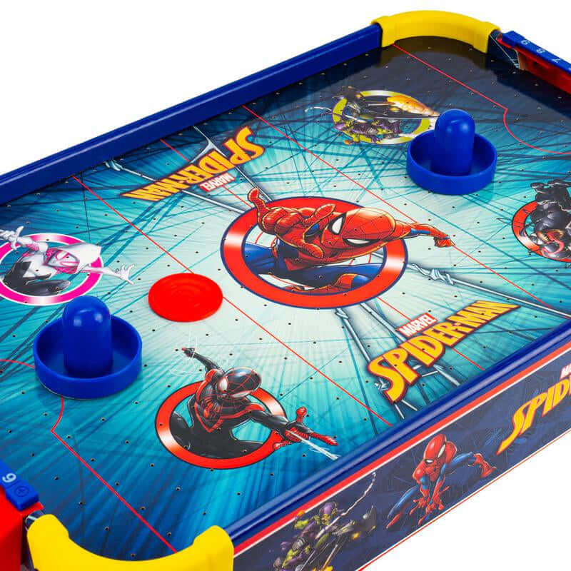 MARVEL Officially Licensed Spider-Man, Spidey and His Amazing Friends Wooden Air Hockey Table with Manual Score Trackers for Kids Ages 4+ - Bright Full-Color Graphics & Smooth Surface