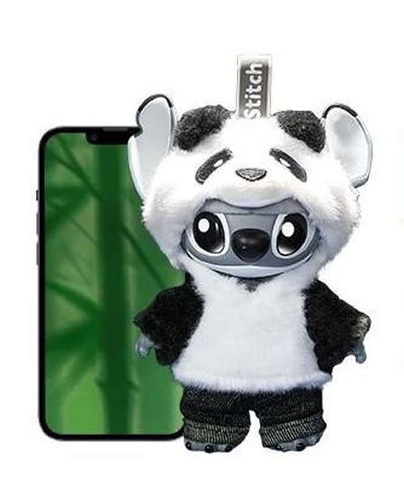 Disney Stitch Genz Street Style Series – Hang Card Edition Panda Vinyl-Plush Doll | Cool & Cute Collectible, Perfect Gift for Her & Stitch Fans