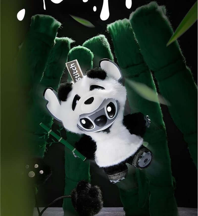 Disney Stitch Genz Street Style Series – Hang Card Edition Panda Vinyl-Plush Doll | Cool & Cute Collectible, Perfect Gift for Her & Stitch Fans