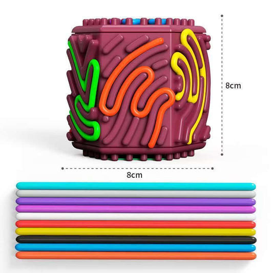 3D Sensory Activity Board - Silicone Sensory Toys, 8 - Sided Fidget Toys for Calming, Stress, Anxiety, ADHD & Autism, Ideal for Kids 3+ & Adults with 10 Strings & Open Lid Storage, Quiet & Mess - Free