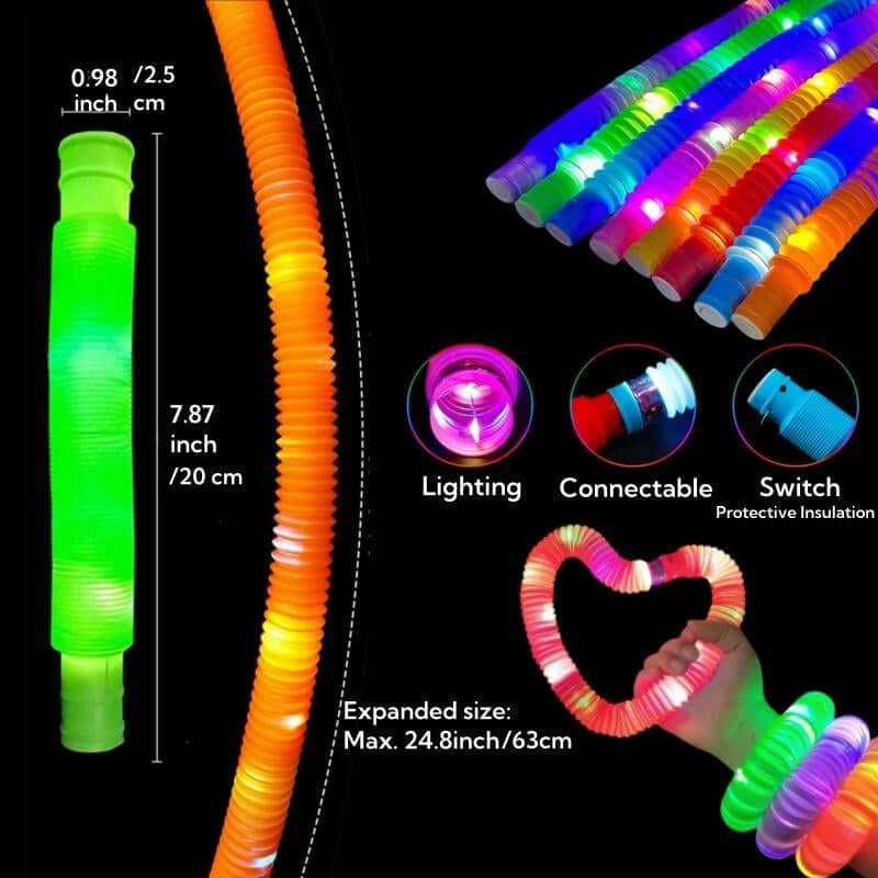 Light up Pop Tube Creative Sensory Toy, Stress Relief Toy, Fun Party Favors, Decorative Toy, Luminous Retractable Tubes Toy, Birthday Party Toy