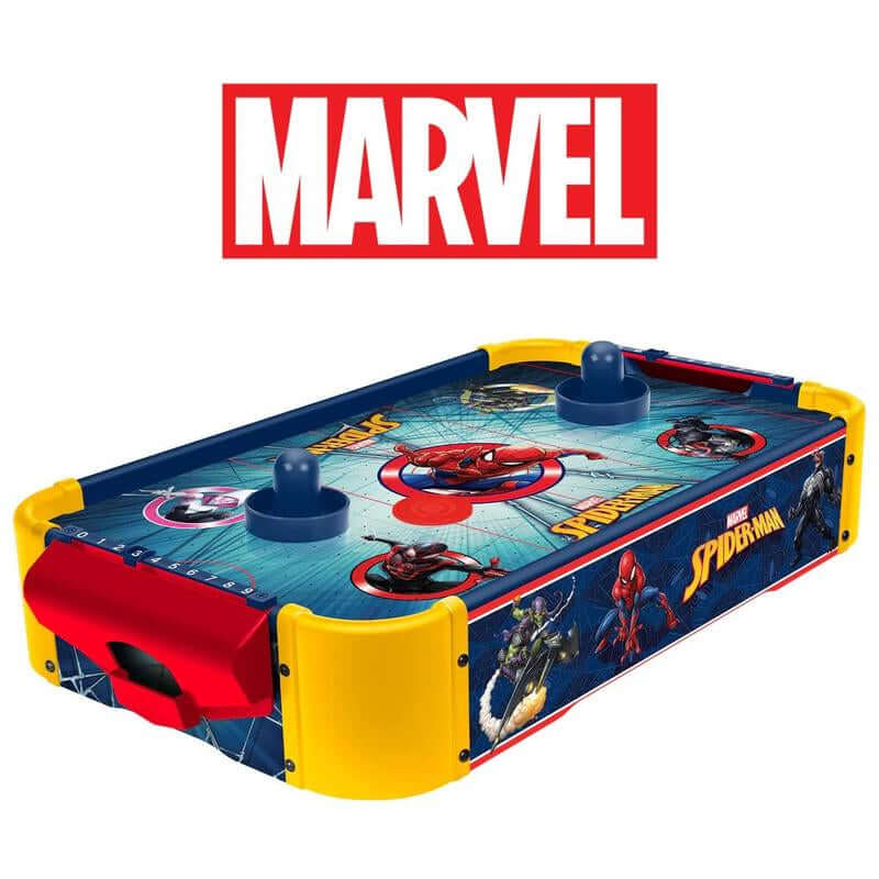 MARVEL Officially Licensed Spider-Man, Spidey and His Amazing Friends Wooden Air Hockey Table with Manual Score Trackers for Kids Ages 4+ - Bright Full-Color Graphics & Smooth Surface