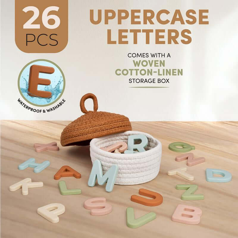 Joycat Silicone Alphabet Magnetic Letters, 26 Uppercase ABC Fridge Magnets for Kids, Learning Refrigerator Toys Set, Preschool Birthday Gifts for Kids