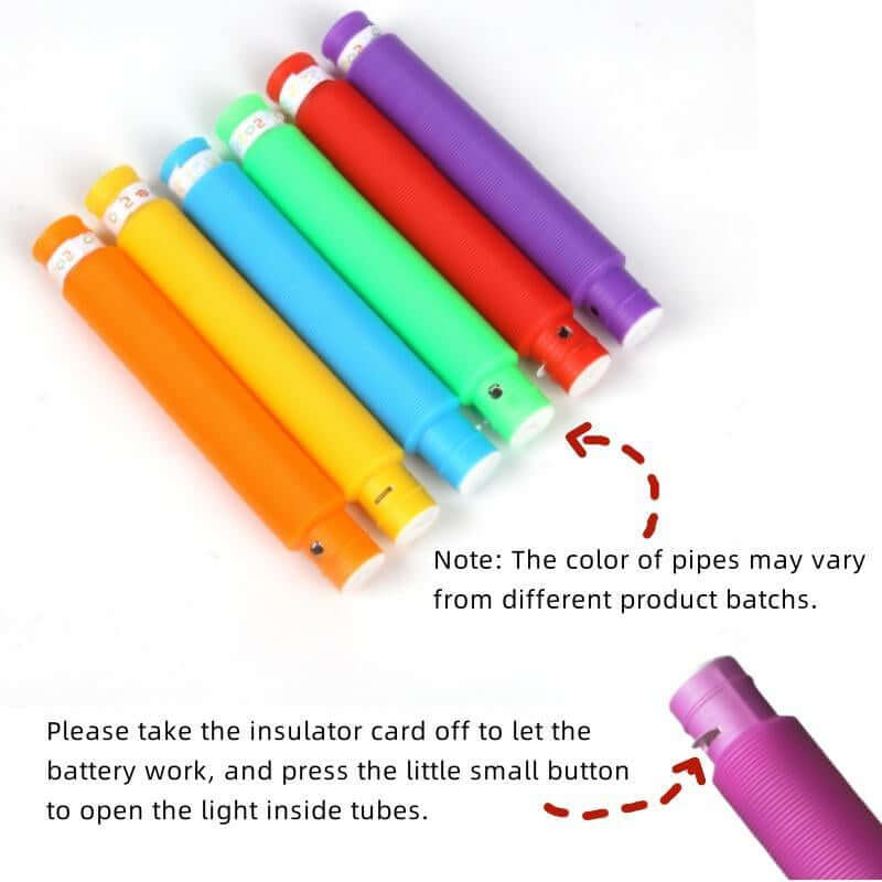 Light up Pop Tube Creative Sensory Toy, Stress Relief Toy, Fun Party Favors, Decorative Toy, Luminous Retractable Tubes Toy, Birthday Party Toy
