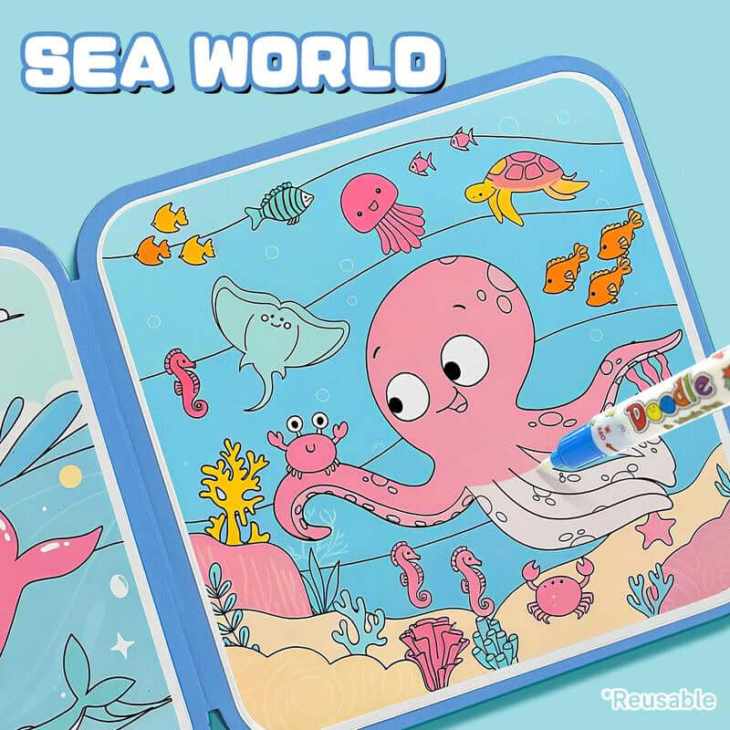 Water Coloring and Painting Doodle Books for Kids, Paint with Water Activity Books, Travel Toys for Kids Watercolor Painting Art Supplies Educational