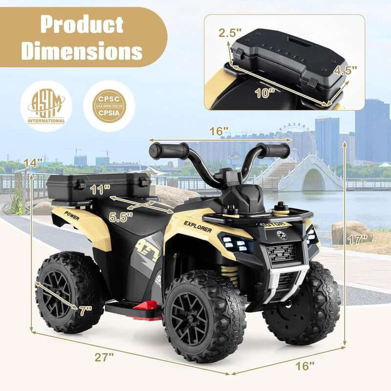 Costzon Kids ATV with Spray Function, 6V Four Wheeler Quad Electric Vehicle with Storage Box, Musin & Lights, Kids 4 Wheeler Ride on Car Toy for Boys Girls 18+ Months