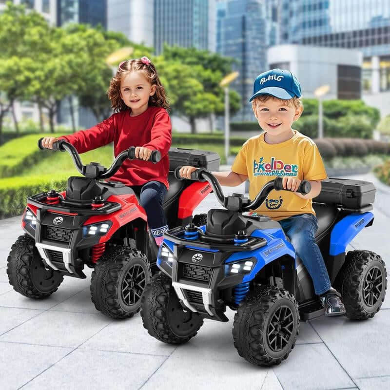 Costzon Kids ATV with Spray Function, 6V Four Wheeler Quad Electric Vehicle with Storage Box, Musin & Lights, Kids 4 Wheeler Ride on Car Toy for Boys Girls 18+ Months