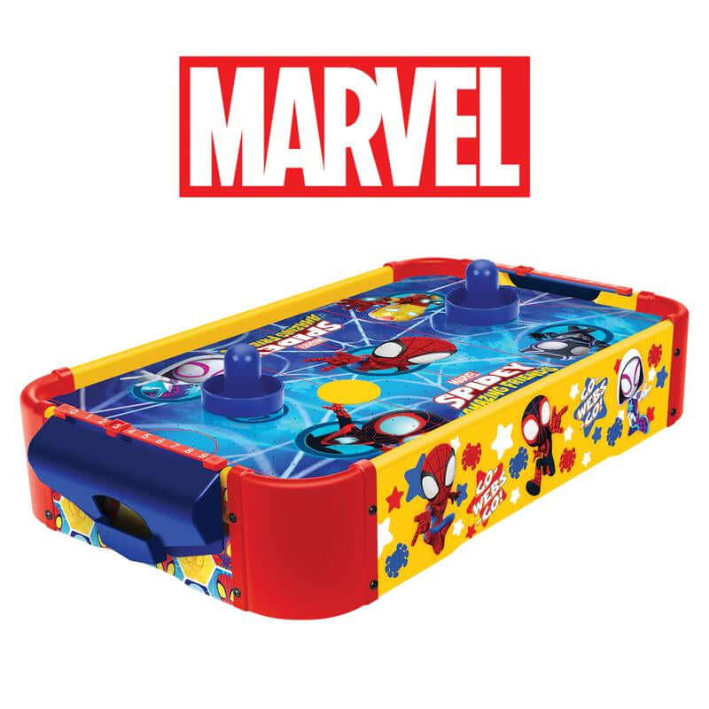 MARVEL Officially Licensed Spider-Man, Spidey and His Amazing Friends Wooden Air Hockey Table with Manual Score Trackers for Kids Ages 4+ - Bright Full-Color Graphics & Smooth Surface