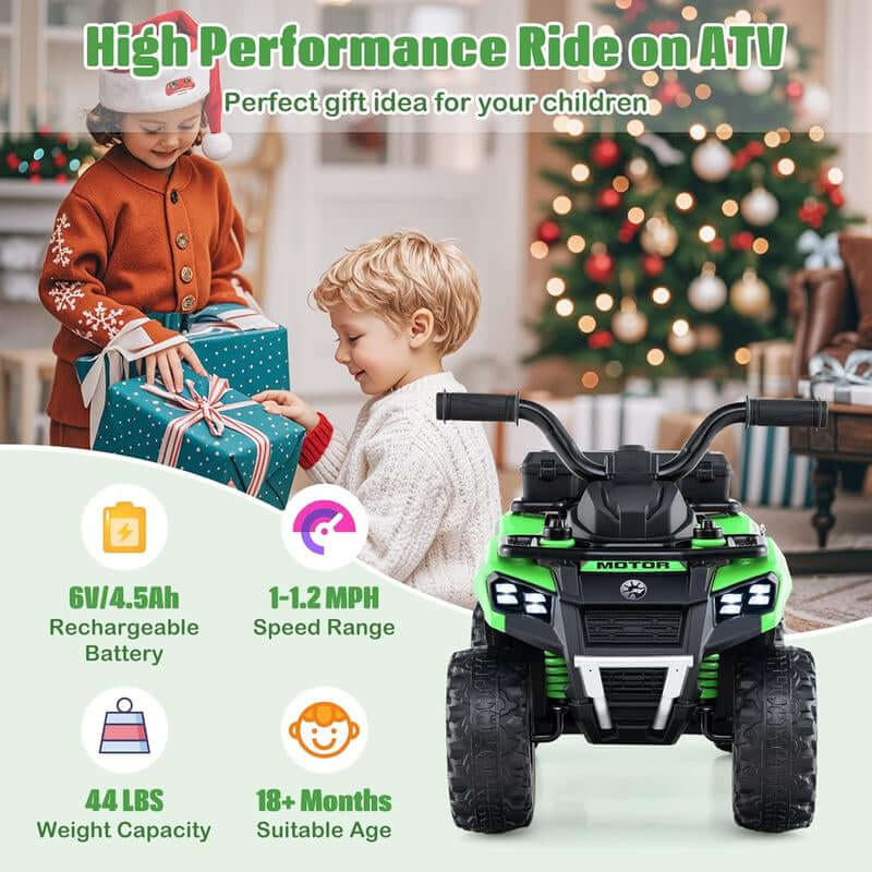Costzon Kids ATV with Spray Function, 6V Four Wheeler Quad Electric Vehicle with Storage Box, Musin & Lights, Kids 4 Wheeler Ride on Car Toy for Boys Girls 18+ Months