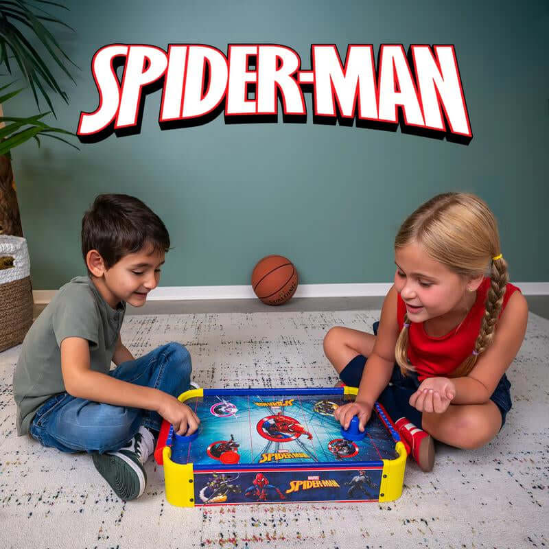 MARVEL Officially Licensed Spider-Man, Spidey and His Amazing Friends Wooden Air Hockey Table with Manual Score Trackers for Kids Ages 4+ - Bright Full-Color Graphics & Smooth Surface
