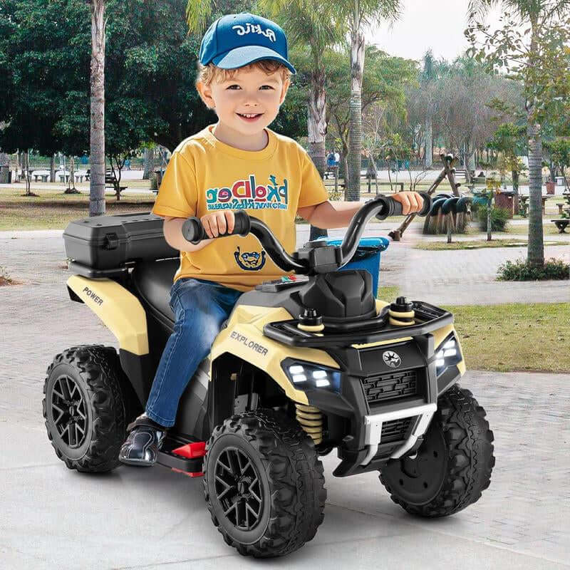 Costzon Kids ATV with Spray Function, 6V Four Wheeler Quad Electric Vehicle with Storage Box, Musin & Lights, Kids 4 Wheeler Ride on Car Toy for Boys Girls 18+ Months