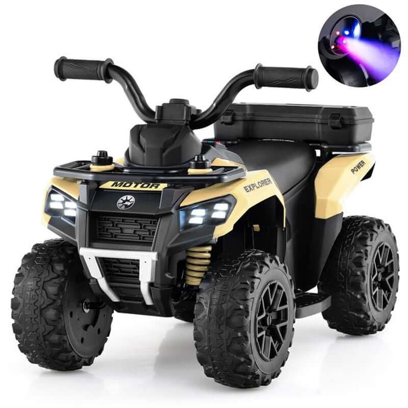 Costzon Kids ATV with Spray Function, 6V Four Wheeler Quad Electric Vehicle with Storage Box, Musin & Lights, Kids 4 Wheeler Ride on Car Toy for Boys Girls 18+ Months
